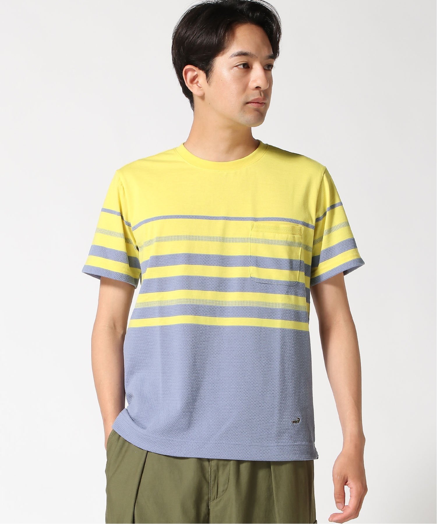 【SALE/50%OFF】CROCODILE (M)パネルボーダー デザイン Tシャツ クロコダイル トップス カットソー・Tシャツ ネイビー イエロー グレー