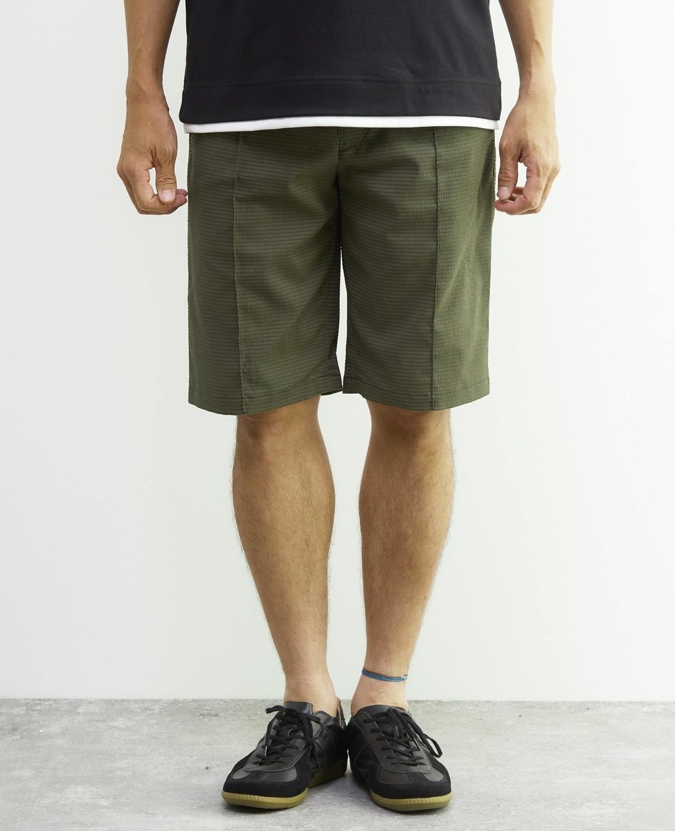 MEN'S MELROSE DOTAIRサッカー クリースステッチショートパンツ メンズメルローズ パンツ その他のパンツ カーキグリーン ネイビー