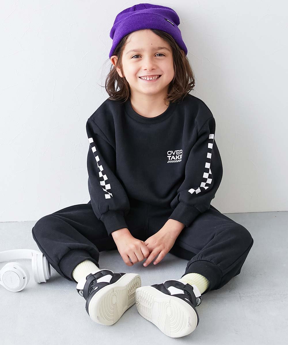 devirock 【普段着でもルームウェアでも】ぽかぽか裏起毛 カレッジロゴ セットアップ 25AW デビロック インナー・ルームウェア パジャマ ブラック グレーのサムネイル