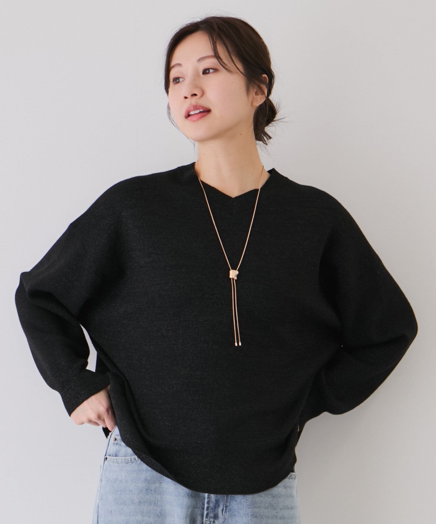 V-Neck - 【SALE／30%OFF】JAYRO ラメスウェットライクニットプルオーバー ジャイロ トップス ニット ブラック グレー ピンク【送料無料】