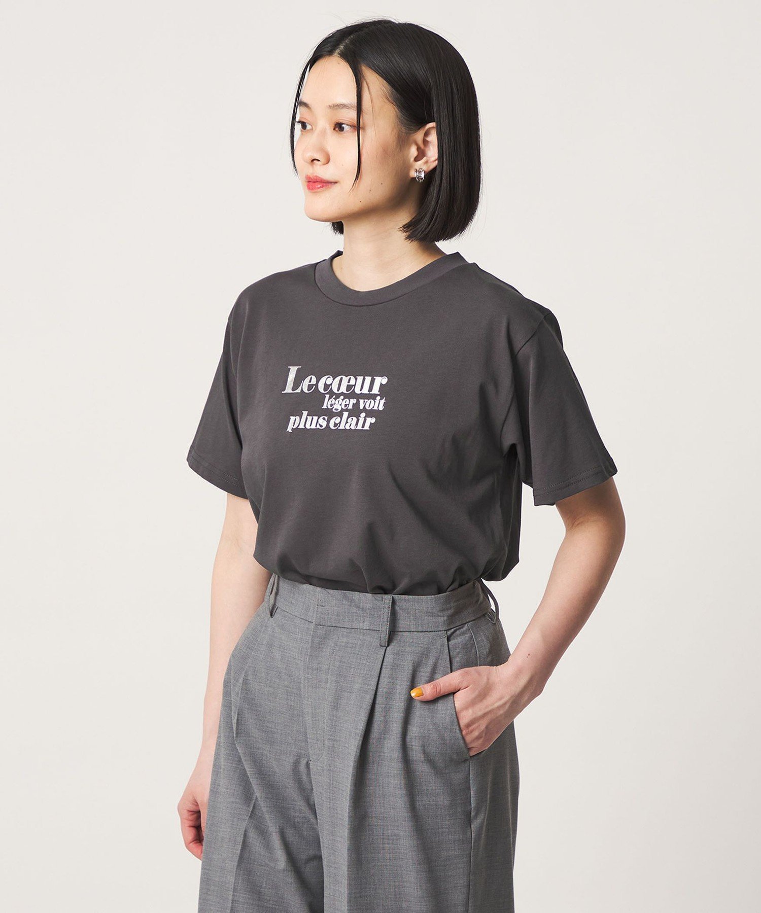 a day in the life ハクプリント ショートスリーブTシャツ ＜A DAY IN THE LIFE＞ ユナイテッドアローズ アウトレット トップス カットソー・Tシャツ グレー ホワイト