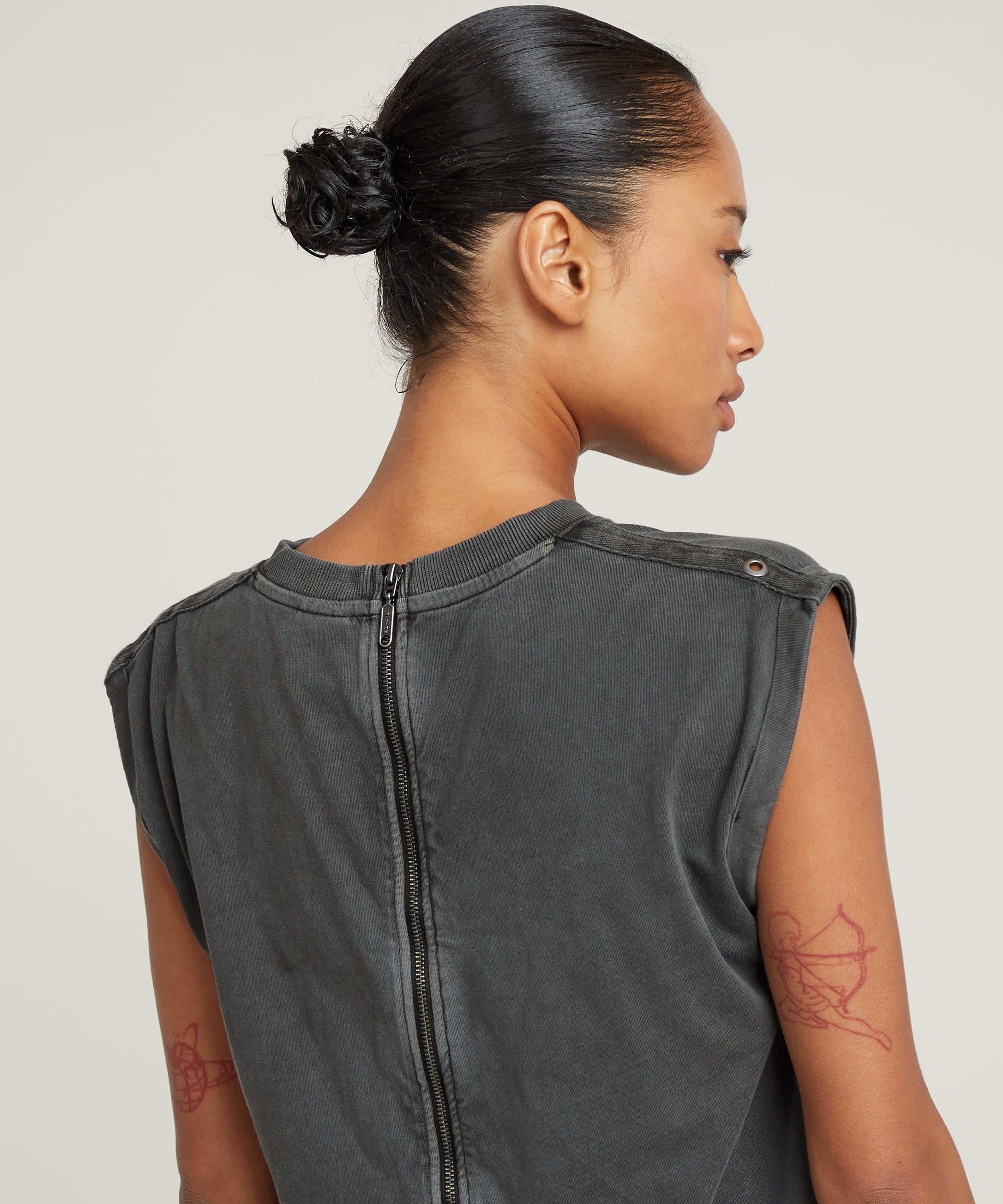 【公式ショップ】BACK ZIP OVERDYED TOP/バックジップオーバーダイスリーブレストップス ジースターロゥ トップス カットソー・Tシャツ ブラック