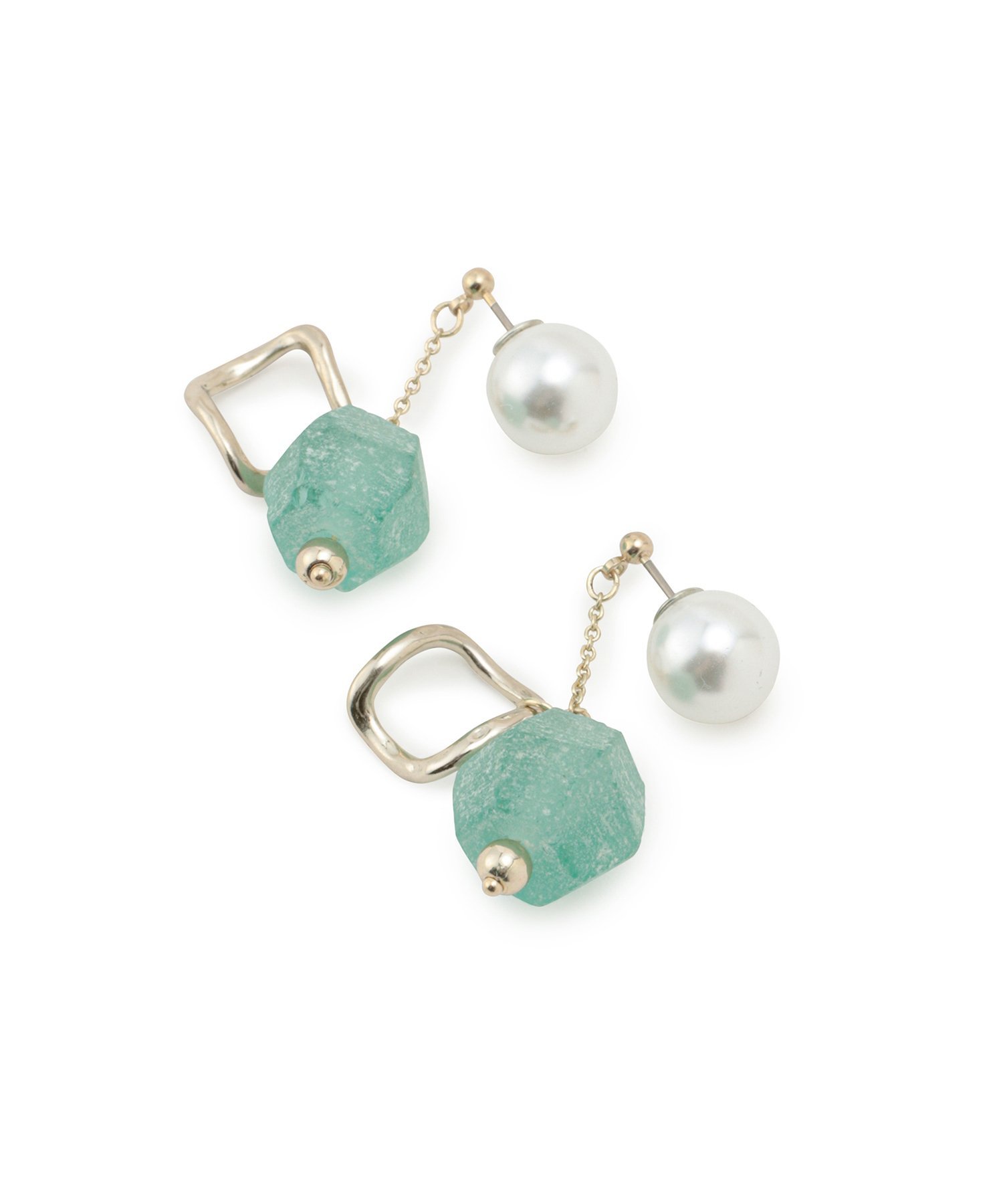 【SALE／60%OFF】ROPE' PICNIC PASSAGE Recycle glass パールキャッチチェーンピアス ロペピクニック アクセサリー・腕時計 ピアス ブルー イエロー