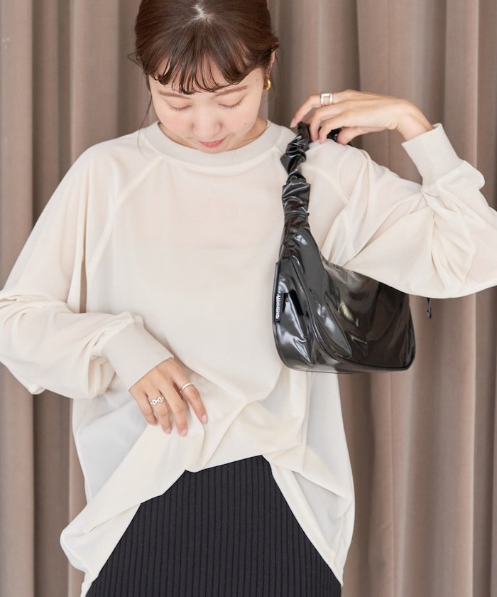 FREAK'S STORE シアー ベロア ラグラン ロングスリーブ プルオーバー【限定展開】 フリークスストア トップス カットソー・Tシャツ ホワイト グレー ブラック ブラウン ブルー パープル【送料無料】のサムネイル