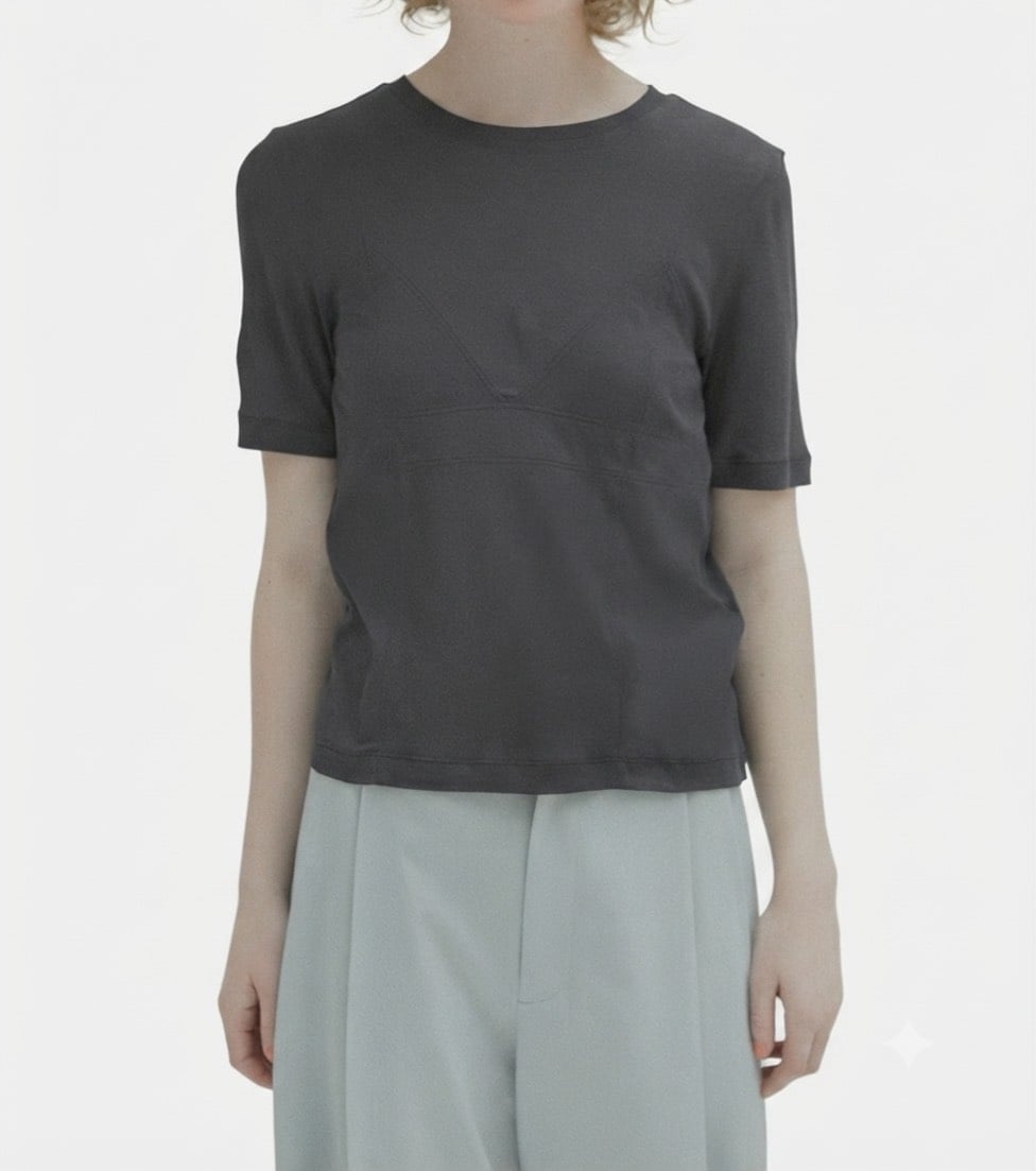 LE CIEL BLEU セミシアートライアングルブラジャージートップ / Semi Sheer Tringle Bra Jersey Top ルシェルブルー トップス カットソー・Tシャツ グレー