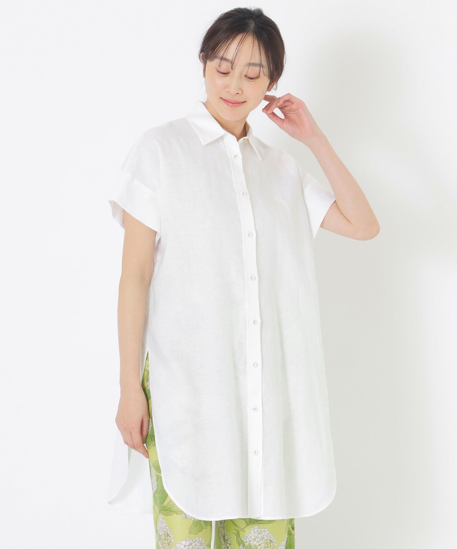 S.ESSENTIALS リネンチュニック エス エッセンシャルズ トップス シャツ・ブラウス ブラウン ホワイト イエロー ブラック