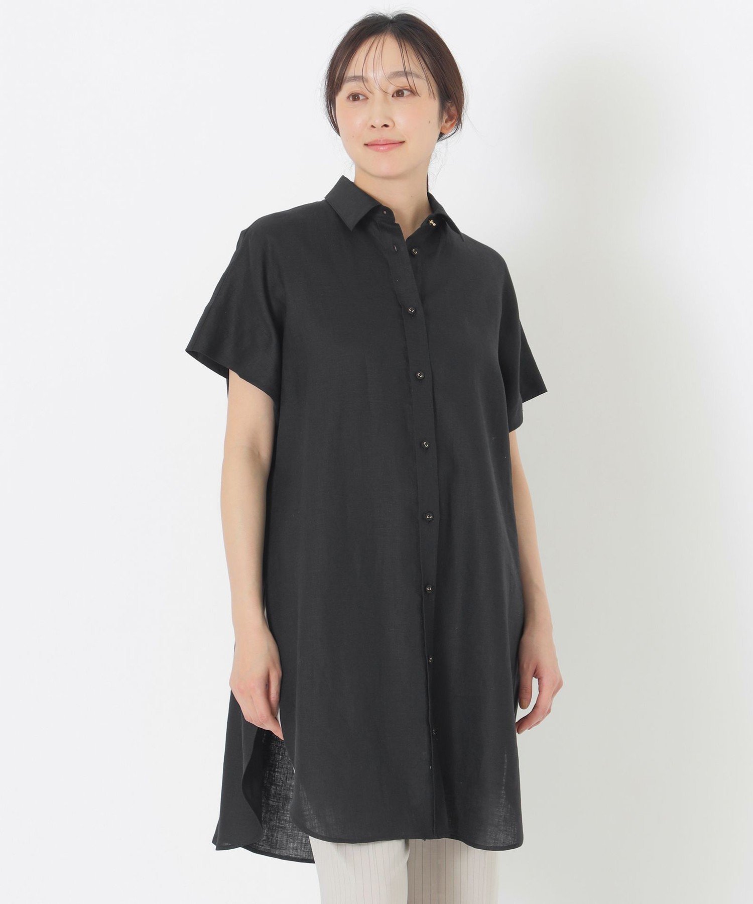 S.ESSENTIALS リネンチュニック エス エッセンシャルズ トップス シャツ・ブラウス ブラウン ホワイト イエロー ブラック