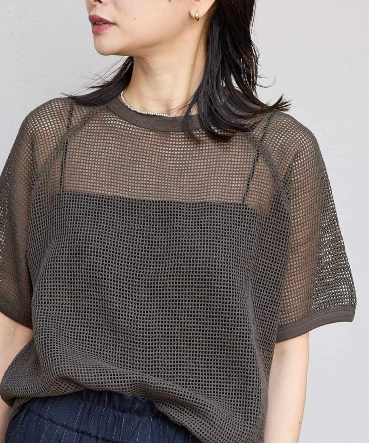 JOURNAL STANDARD 《予約》メッシュ TEE ジャーナル スタンダード トップス カットソー・Tシャツ ベージュ ブラック【送料無料】のサムネイル