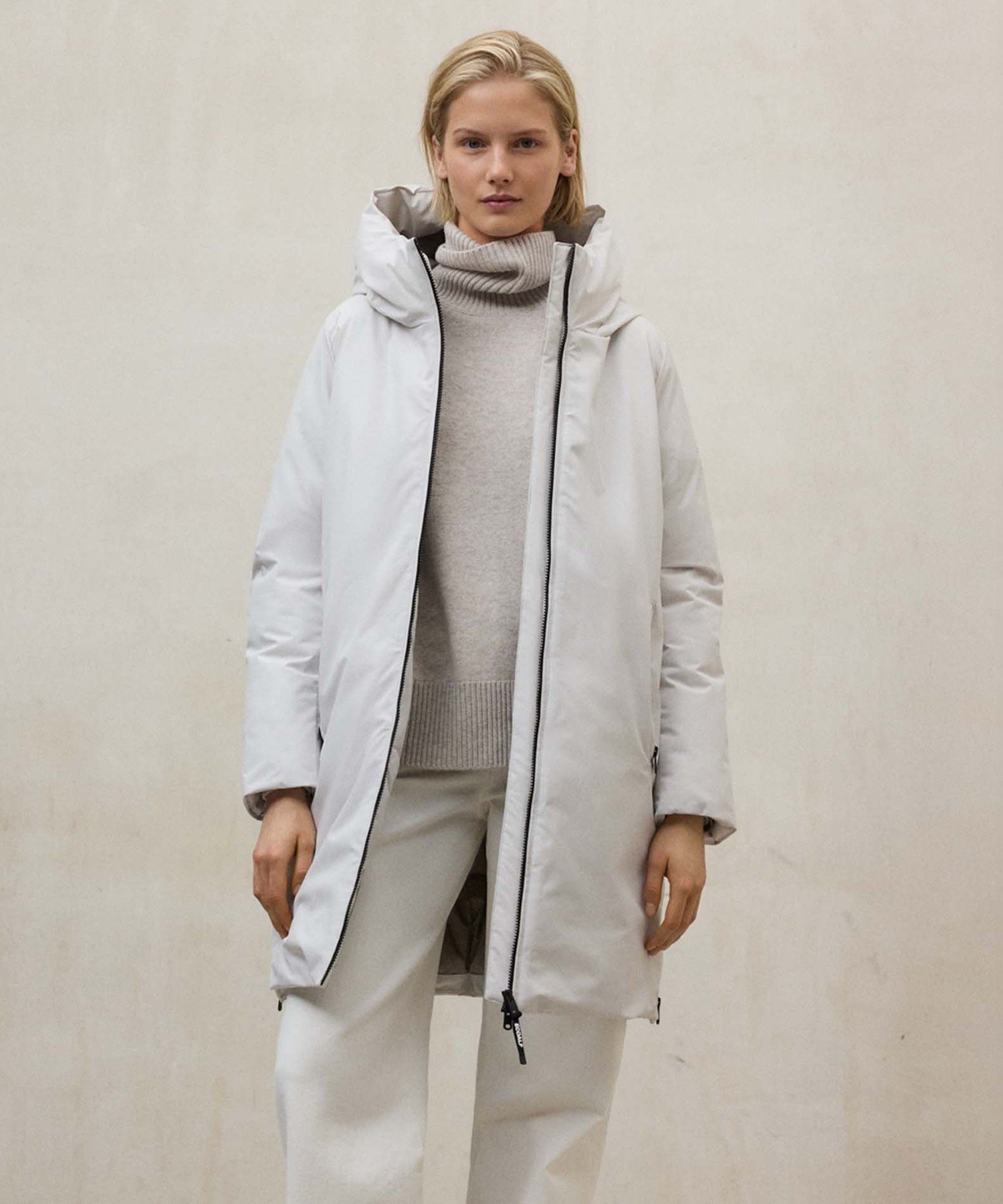 MATI フーデッド コート / MATI JACKET WOMAN エコアルフ ジャケット・アウター その他のジャケット・アウター カーキグリーン ホワイト