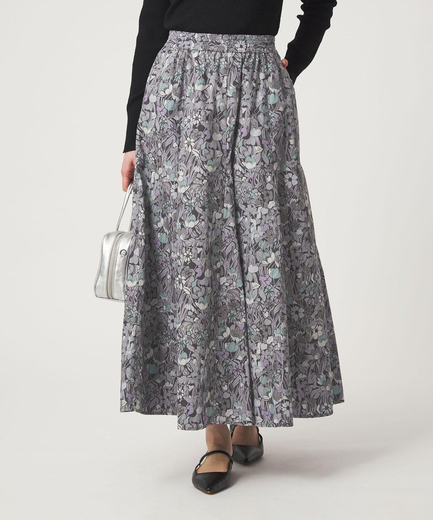 UNITED ARROWS green label relaxing LIBERTY フレア スカート ユナイテッドアローズ グリーンレーベルリラクシング スカート ロング・マキシスカート グレー【送料無料】