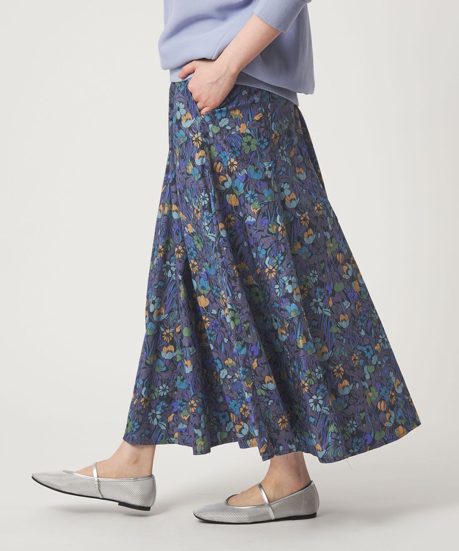UNITED ARROWS green label relaxing LIBERTY フレア スカート ユナイテッドアローズ グリーンレーベルリラクシング スカート ロング・マキシスカート グレー【送料無料】