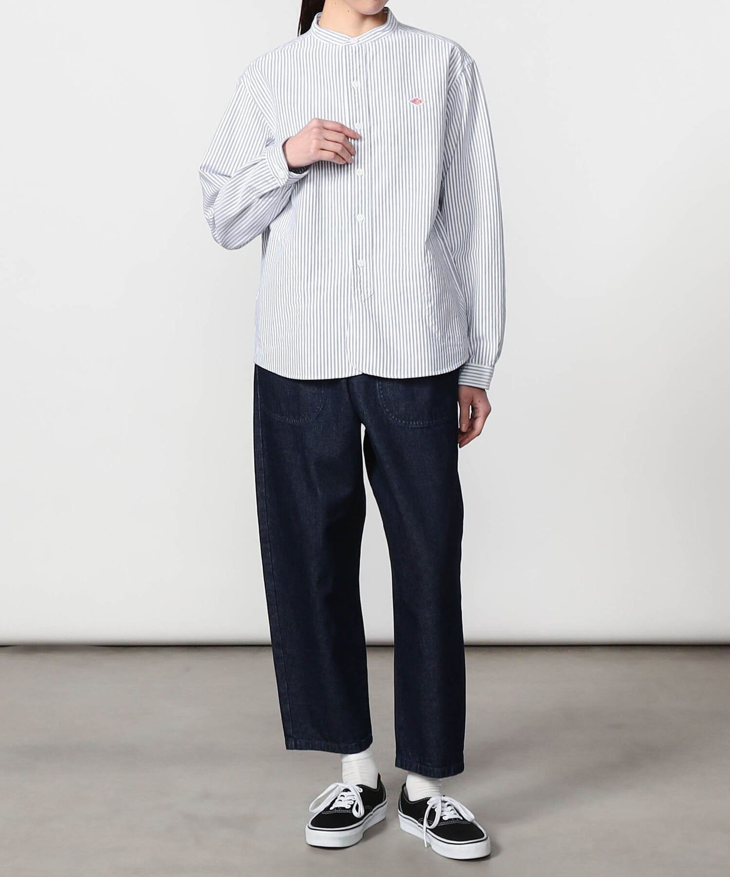 Bshop DANTON ｜ オックスフォード バンドカラーシャツ STRIPE WOMEN ビショップ トップス シャツ・ブラウス ネイビー