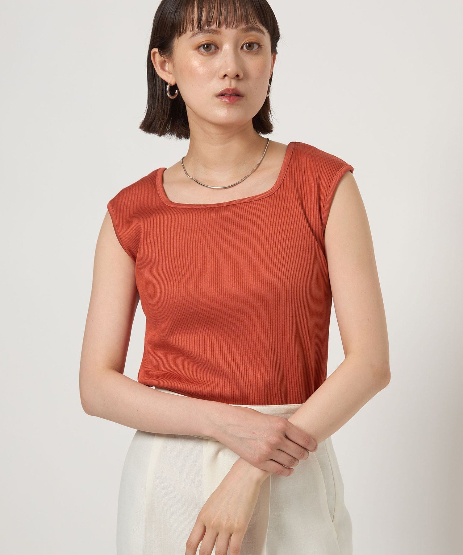【SALE／50%OFF】UNITED ARROWS green label relaxing ブライトリブ フレンチスリーブ プルオーバー カットソー -制菌- ユナイテッドアローズ アウトレット トップス ノースリーブ・タンクトップ レッド グレー ブラック ホワイト