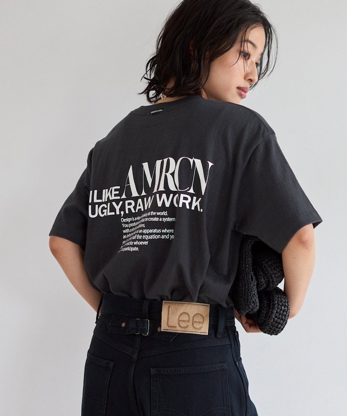 AMERICANA 別注 丸胴 ラフィー天竺 ロゴプリントTEE / リラックスフィット バックプリント半袖Tシャツ 26SS フリークスストア トップス カットソー・Tシャツ ホワイト ネイビー グレー ブラウン