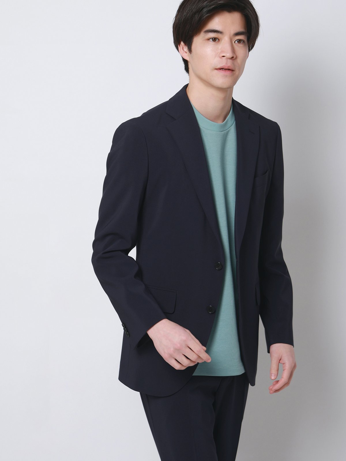 SUIT SQUARE 涼しい最高ジャケット ウォッシャブル ストレッチ 接触冷感 無地 CH28 スーツ スクエア スーツ・フォーマル スーツジャケット ネイビー【送料無料】