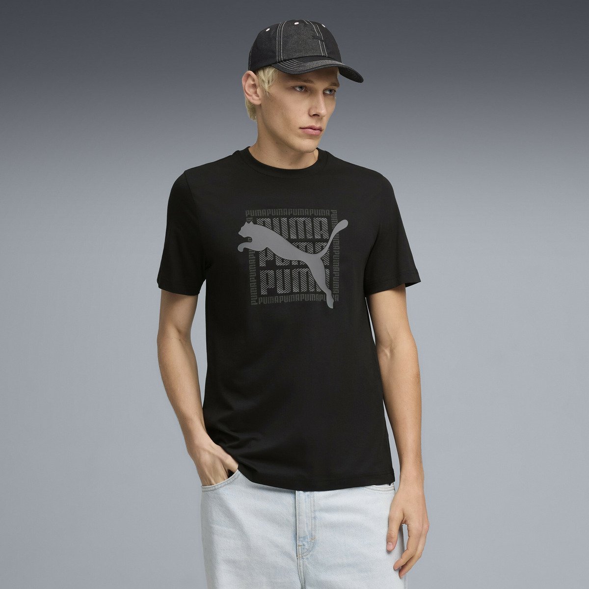 PUMA メンズ グラフィック プーマ ワーディング 半袖 Tシャツ GRAPHIC Tee プーマ トップス カットソー・Tシャツ ブラック