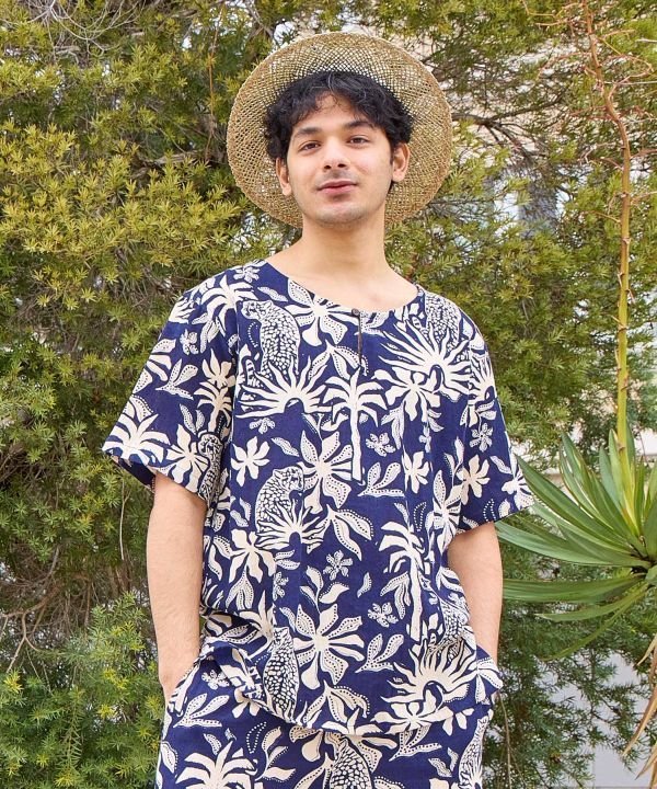 チャイハネ 【チャイハネ】サファナメンズトップス アミナコレクション トップス その他のトップス ホワイト ネイビー イエロー レッド