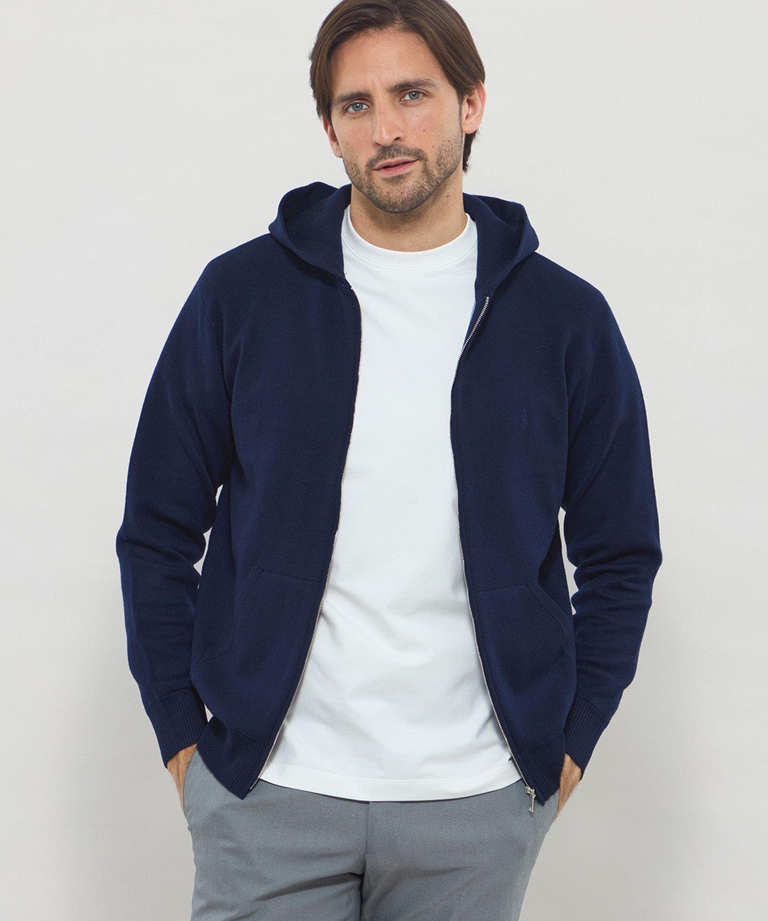 ダブルフェイスジップアップパーカー マッキントッシュ ロンドン トップス パーカー・フーディー ネイビー ブラウン
