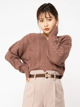 【SALE/20%OFF】CECIL McBEE 後ろバックシャンケーブルニット セシルマクビー ニット ニットその他 ホワイト ブラウン ピンク ネイビー【送料無料】