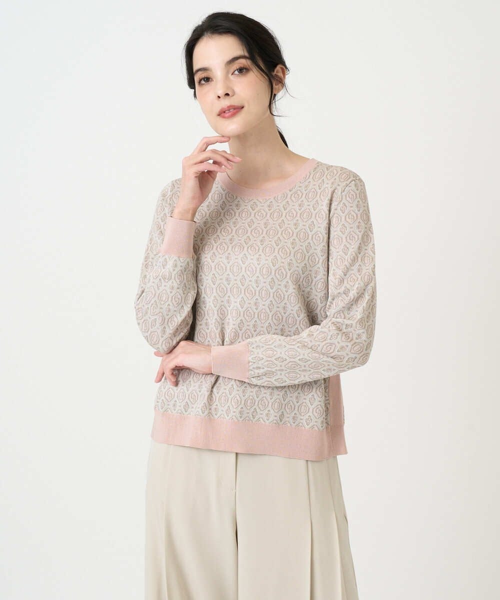 【SALE／50%OFF】CHRISTIAN AUJARD（小さいサイズ） ジオメトリックジャガードニットプルオーバー メゾンドゥサンク トップス ニット ピンク【送料無料】