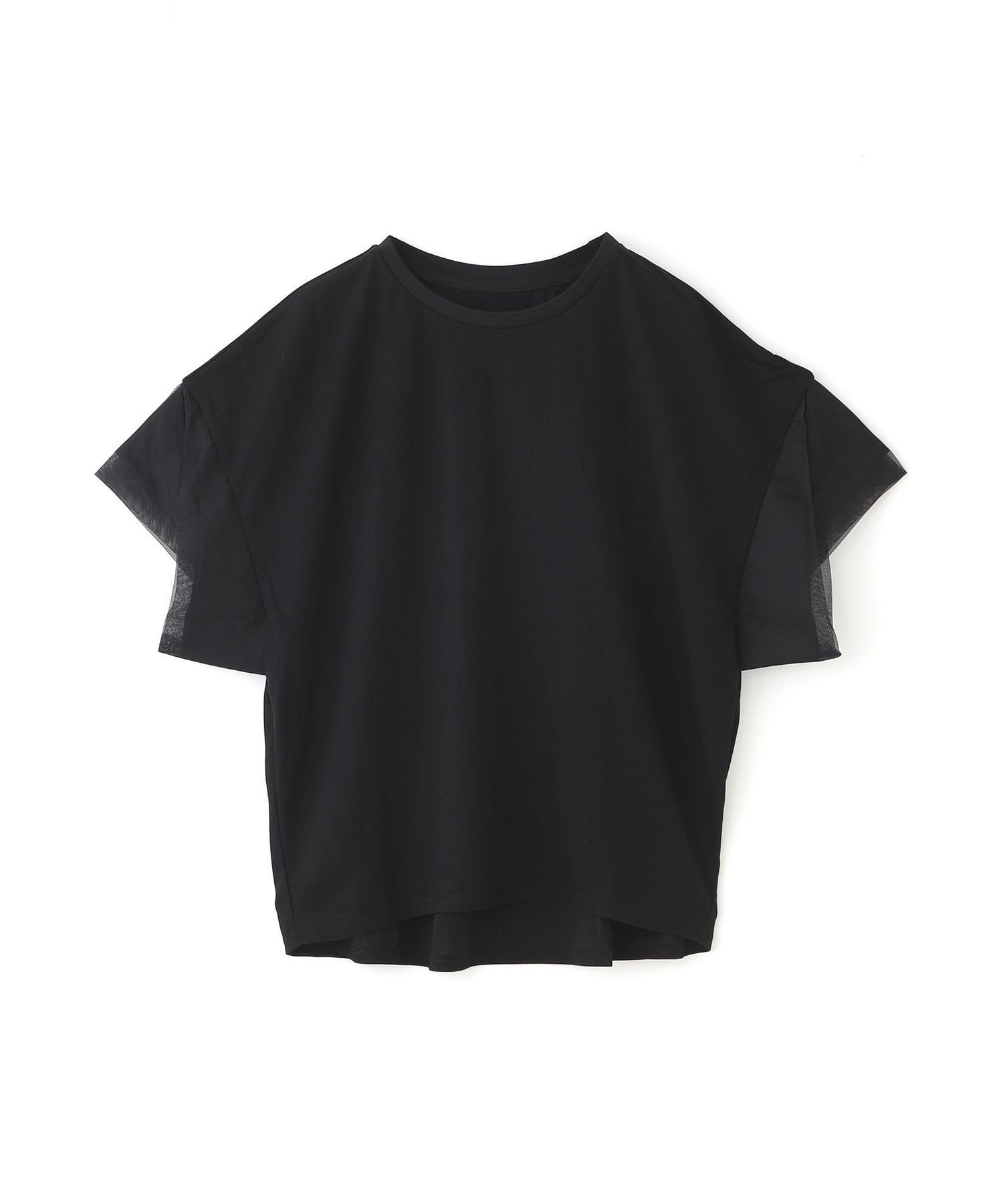 【ON・OFF着回し】チュールコンビカノコカットソー ビアンカ トップス カットソー・Tシャツ ブラック グレー ブラウン