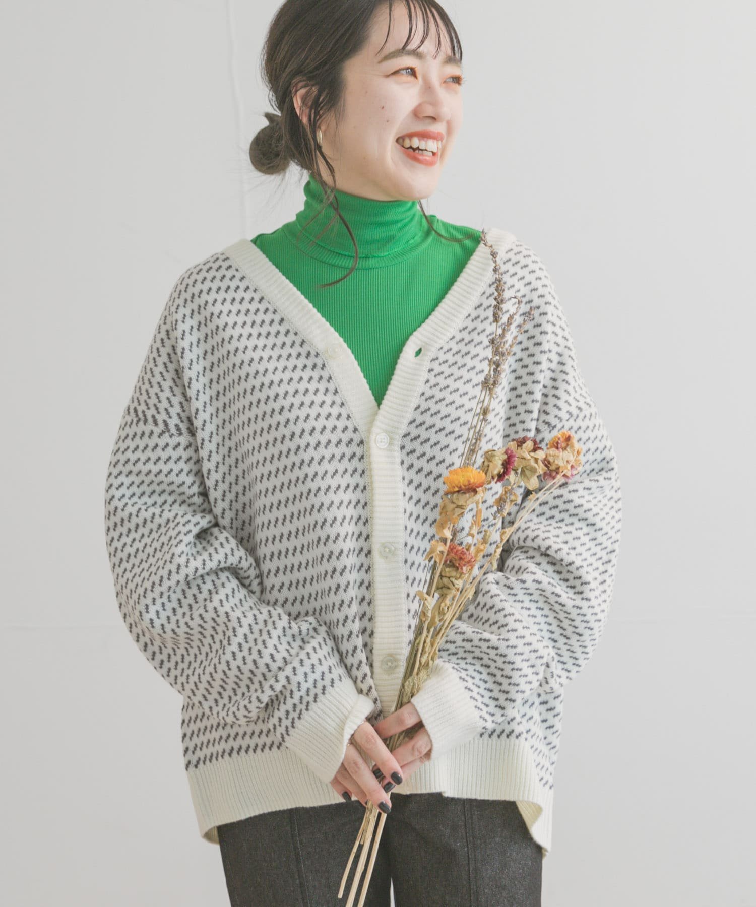 【SALE／64%OFF】URBAN RESEARCH ITEMS バーズアイニット カーディガン アーバンリサーチアイテムズ トップス カーディガン ホワイト グレー ネイビーのサムネイル