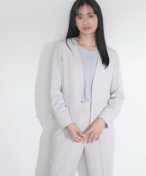 ナチュラルビューティーベーシック ジャケット レディース NATURAL BEAUTY BASIC ＜ポリエステルドビー SETUPシリーズ＞ノーカラージャケット 24SS ナチュラルビューティベーシック ジャケット・アウター テーラードジャケット・ブレザー ベージュ ネイビー【送料無料】