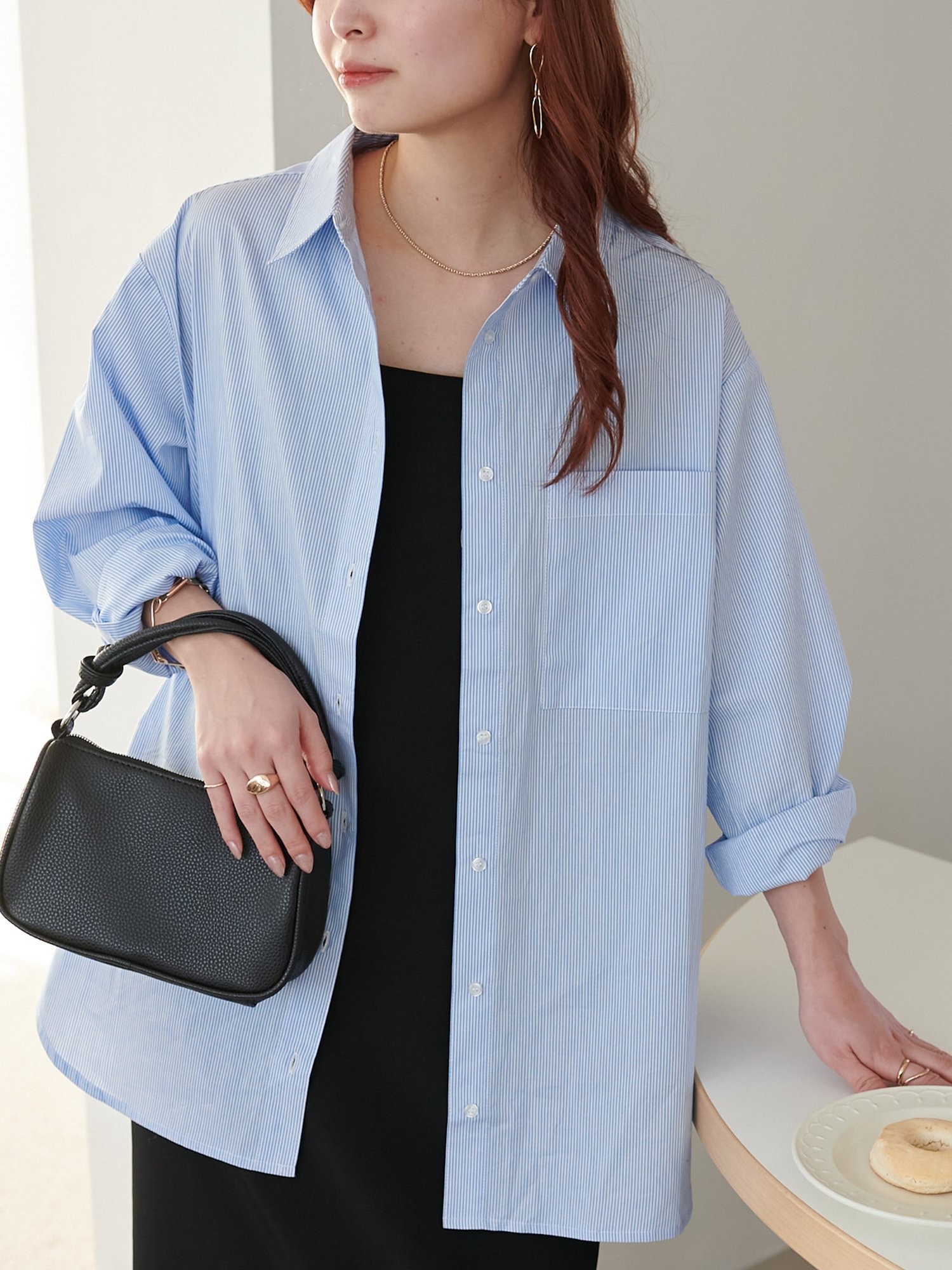 【SALE/10%OFF】Discoat 《新色追加!》【WEB限定】レギュラーカラービックシャツ ディスコート トップス シャツ・ブラウス ブルー ブラウン ...