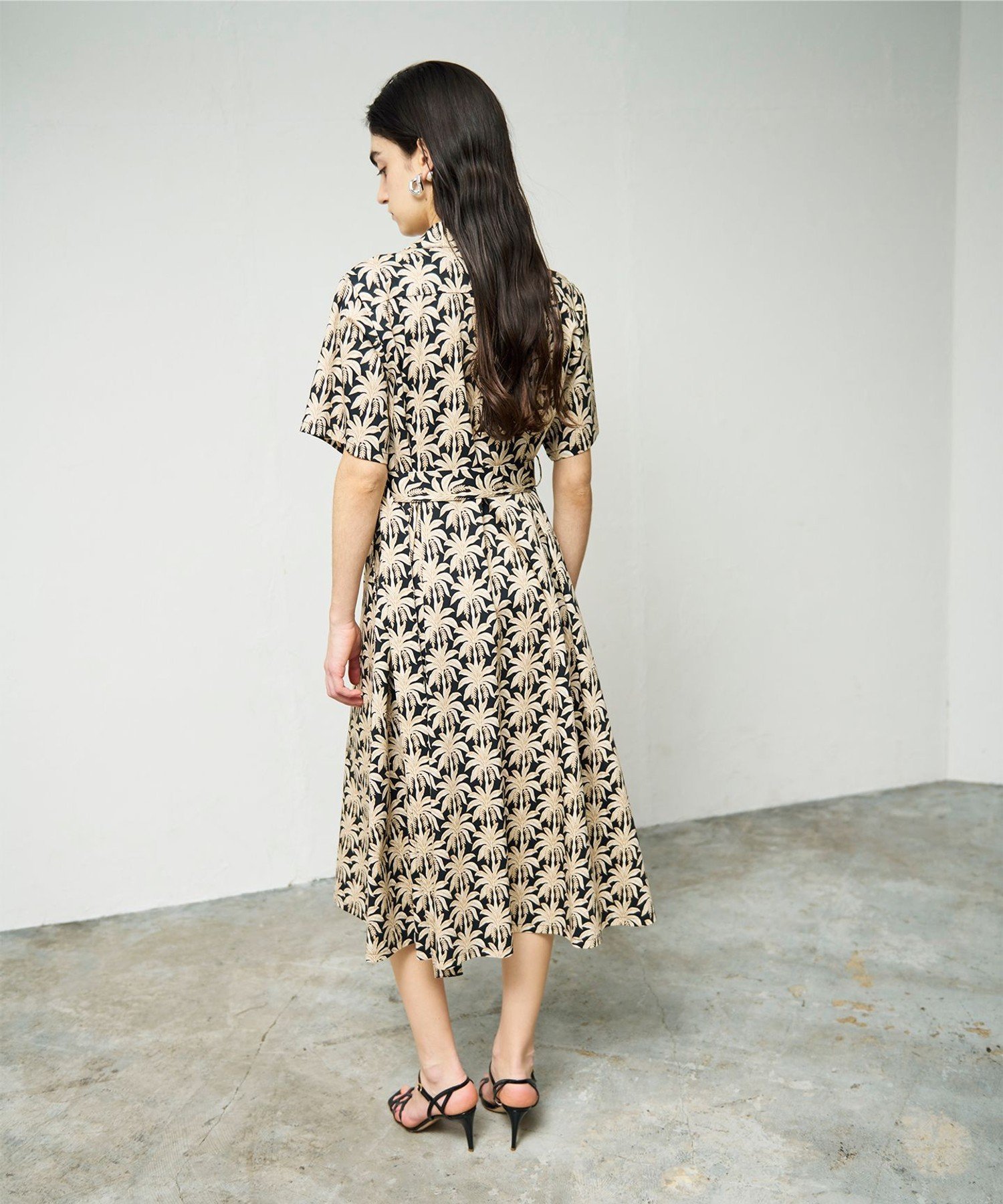 【SALE／50%OFF】GRACE CONTINENTAL パームモチーフシャツワンピース グレースコンチネンタル ワンピース・ドレス シャツワンピース ブラック カーキグリーン【送料無料】