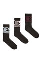 DIESEL メンズ ソックス 3足パック SKM-RAY-3PACK-CUSHIONED ディーゼル 靴下・レッグウェア 靴下 ブラック【送料無料】
