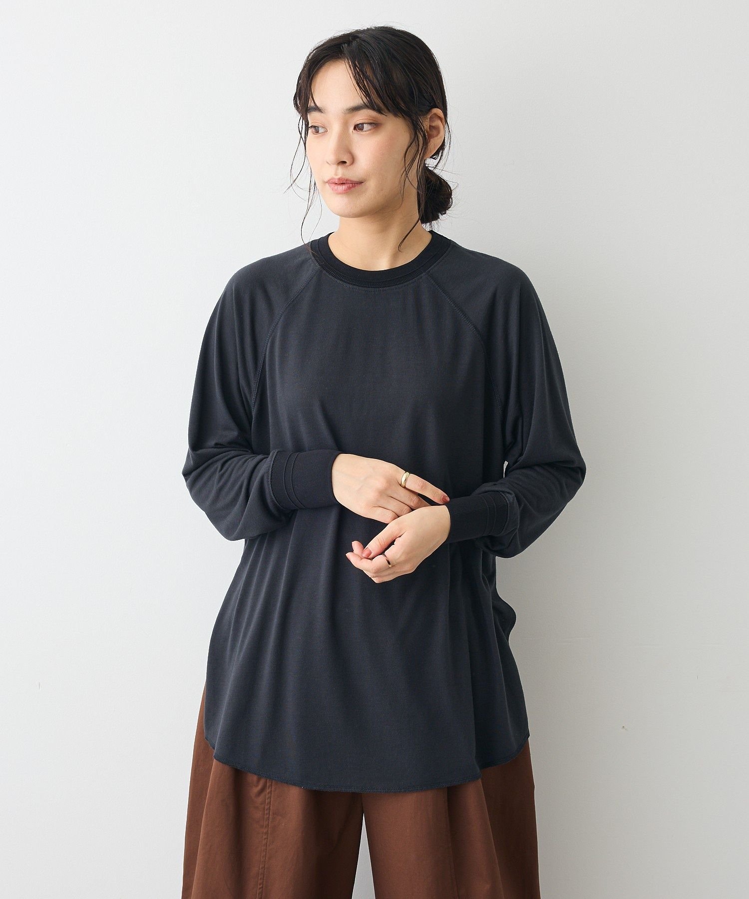 【SALE／60%OFF】CRAFT STANDARD BOUTIQUE リブ切替ラグランチュニック クラフトスタンダードブティック ワンピース・ドレス チュニック ピンク ブラック カーキグリーン