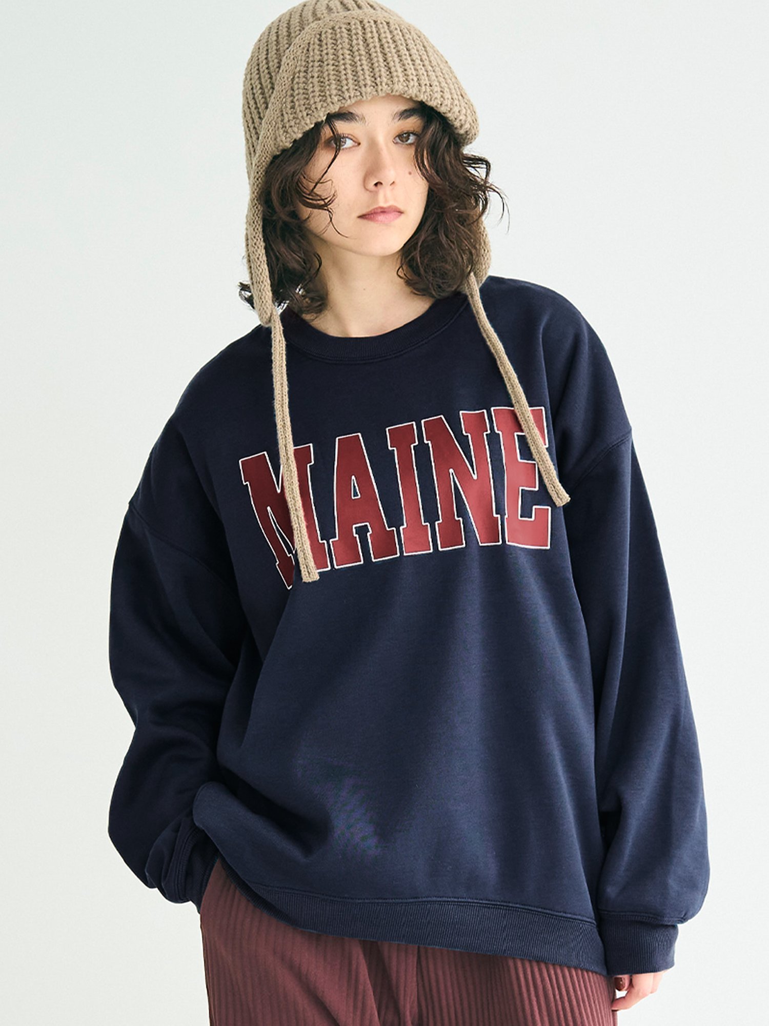 coca 裏起毛プリントスウェット コカ トップス スウェット・トレーナー ネイビー ワインレッド グレー