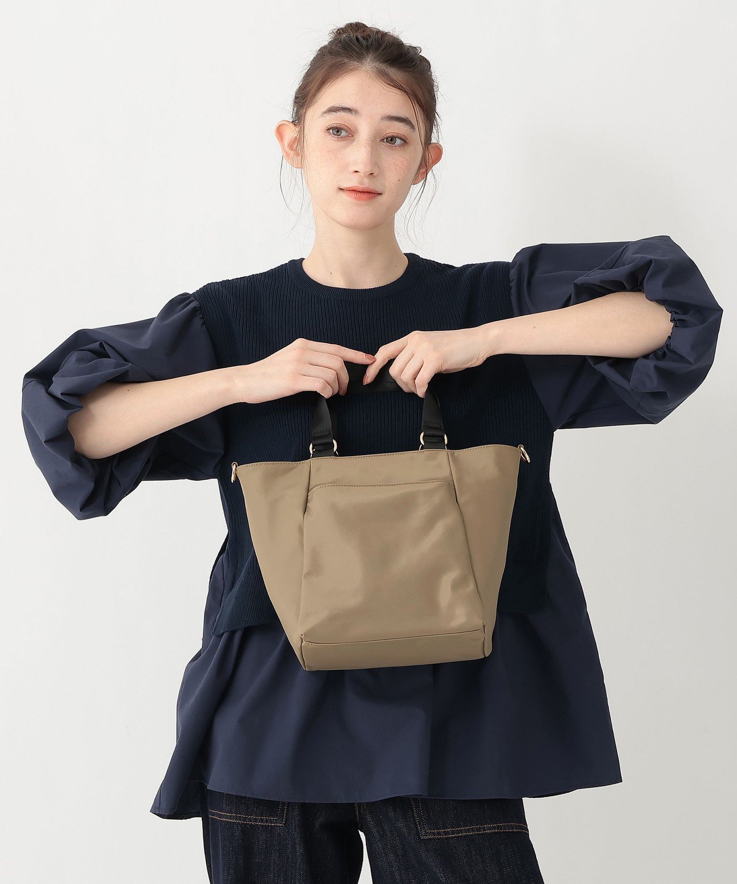Afternoon Tea LIVING 2WAYツイルナイロントートバッグ アフタヌーンティー・リビング バッグ トートバッグ ベージュ【送料無料】