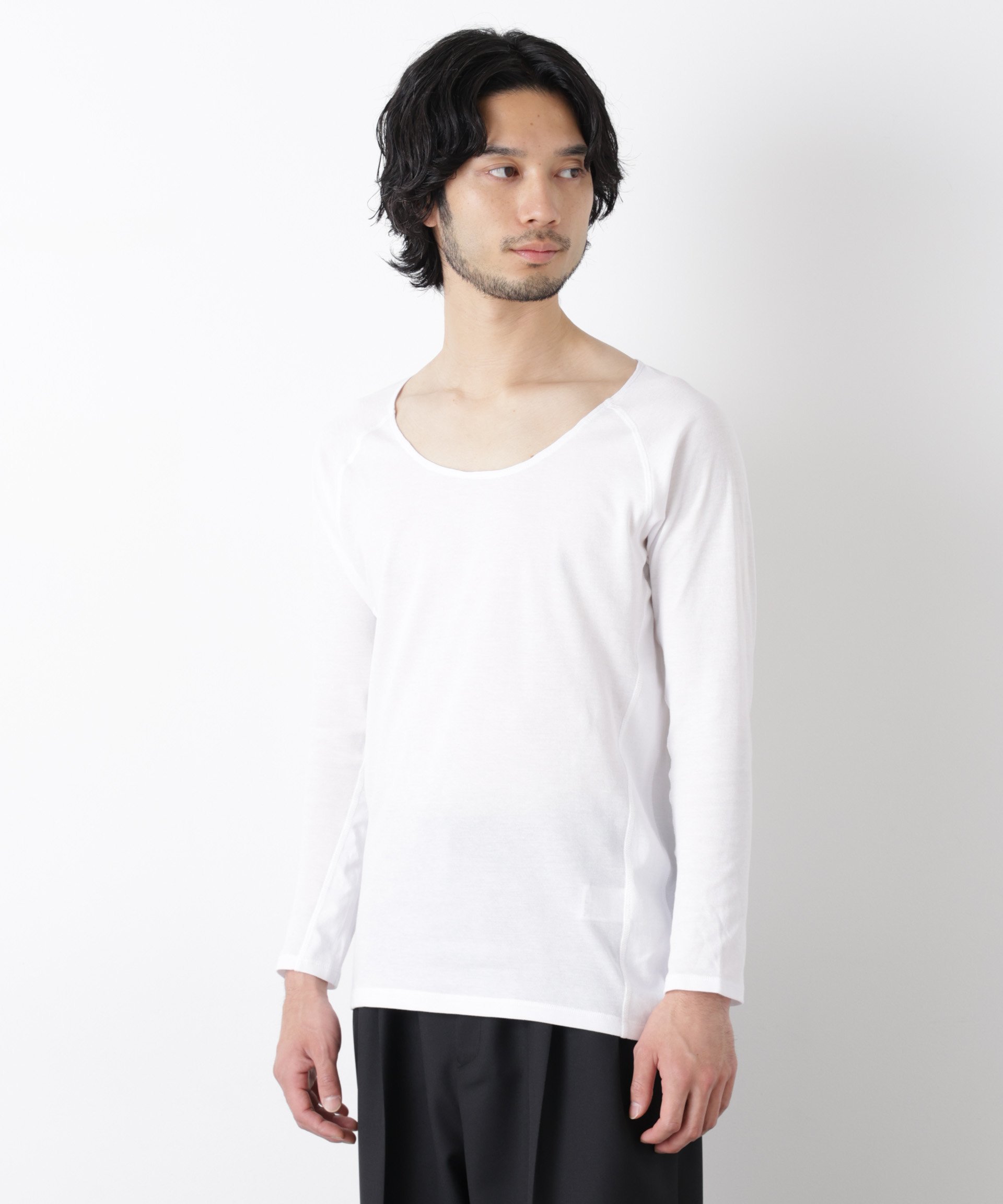 NANO universe Anti Soaked(R)Plus インナーTシャツ 長袖 ナノユニバース トップス カットソー・Tシャツ ホワイト ブラック