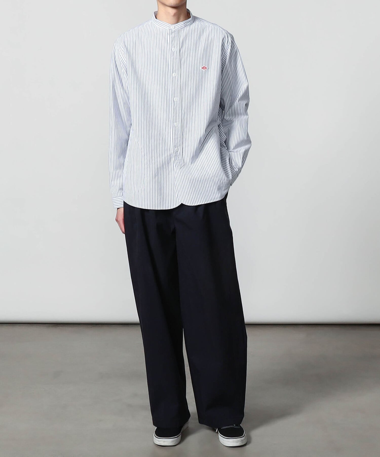 Bshop DANTON ｜ オックスフォード バンドカラーシャツ STRIPE MEN ビショップ トップス シャツ・ブラウス ネイビー【送料無料】