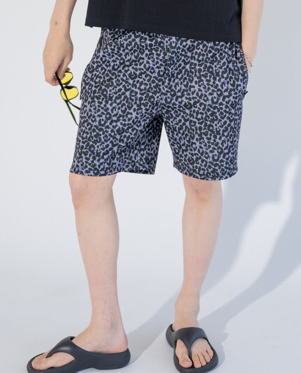 YEVS 【VIRTUOUS】ロゴプリント ハーフパンツ 迷彩 レオパード ネオン柄 イーブス パンツ その他のパンツ イエロー ピンク