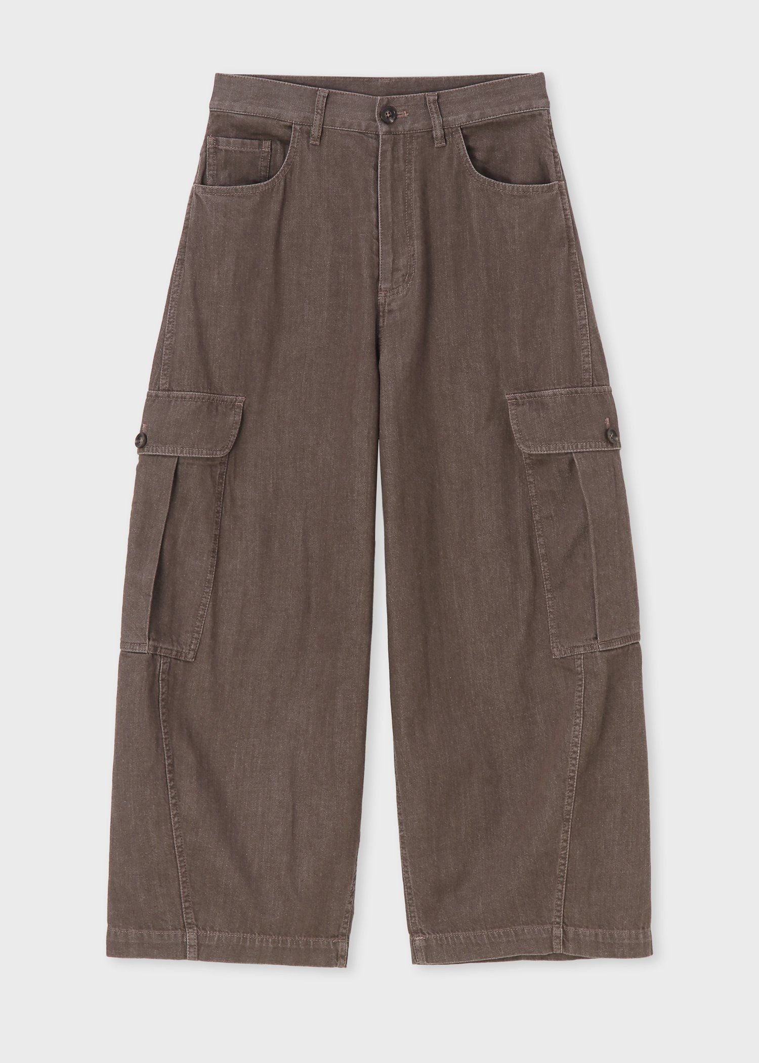 A19184 美品 ポールスミス ヘリンボーン 2タックワイドスラックス 茶M