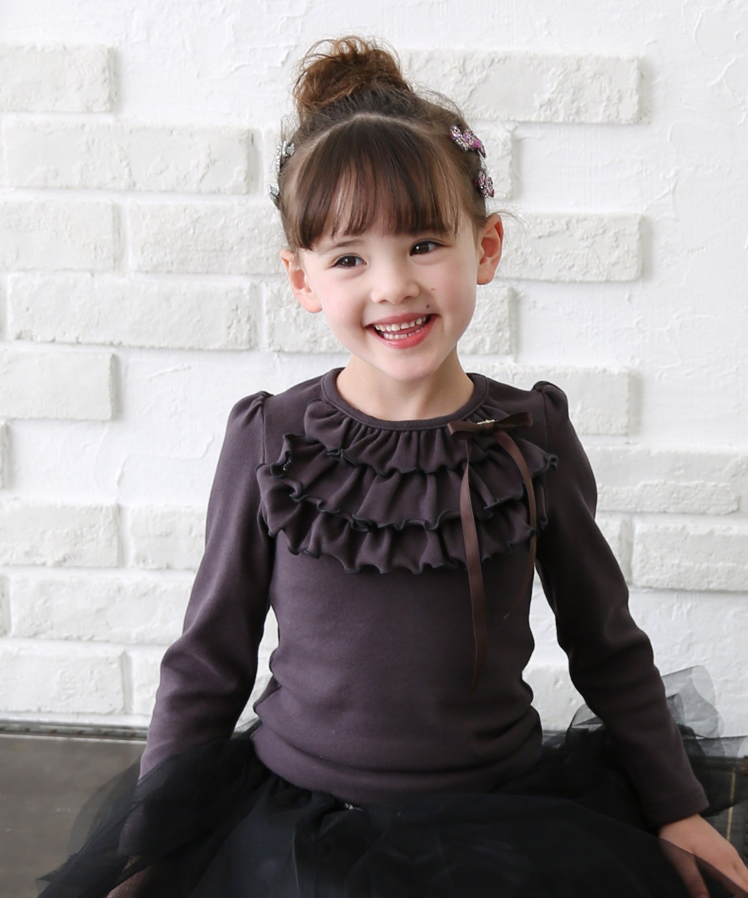 Rora ルシエ チョコレートフリルT ローラ トップス カットソー・Tシャツ ブラウン