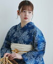 【SALE/59%OFF】utatane utatane 浴衣3点セット 青藍に重なる古典菊 Fサイズ ウタタネ 着物・浴衣・和装小物 浴衣 ブルー【送料無料】