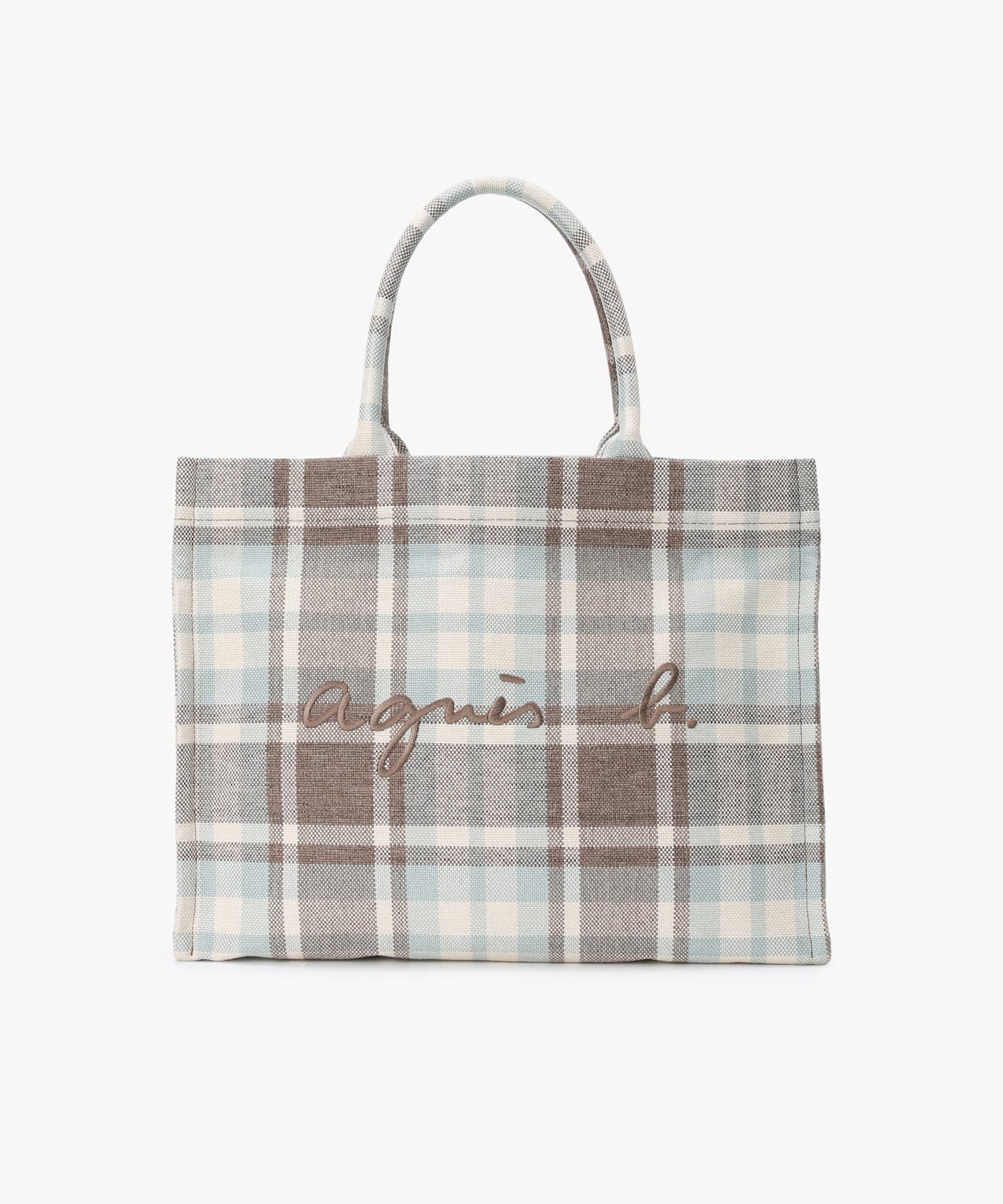 agnes b. VOYAGE チェック ラージ トートバッグ (ZAX03-01) アニエスベー バッグ トートバッグ ブルー【送料無料】のサムネイル