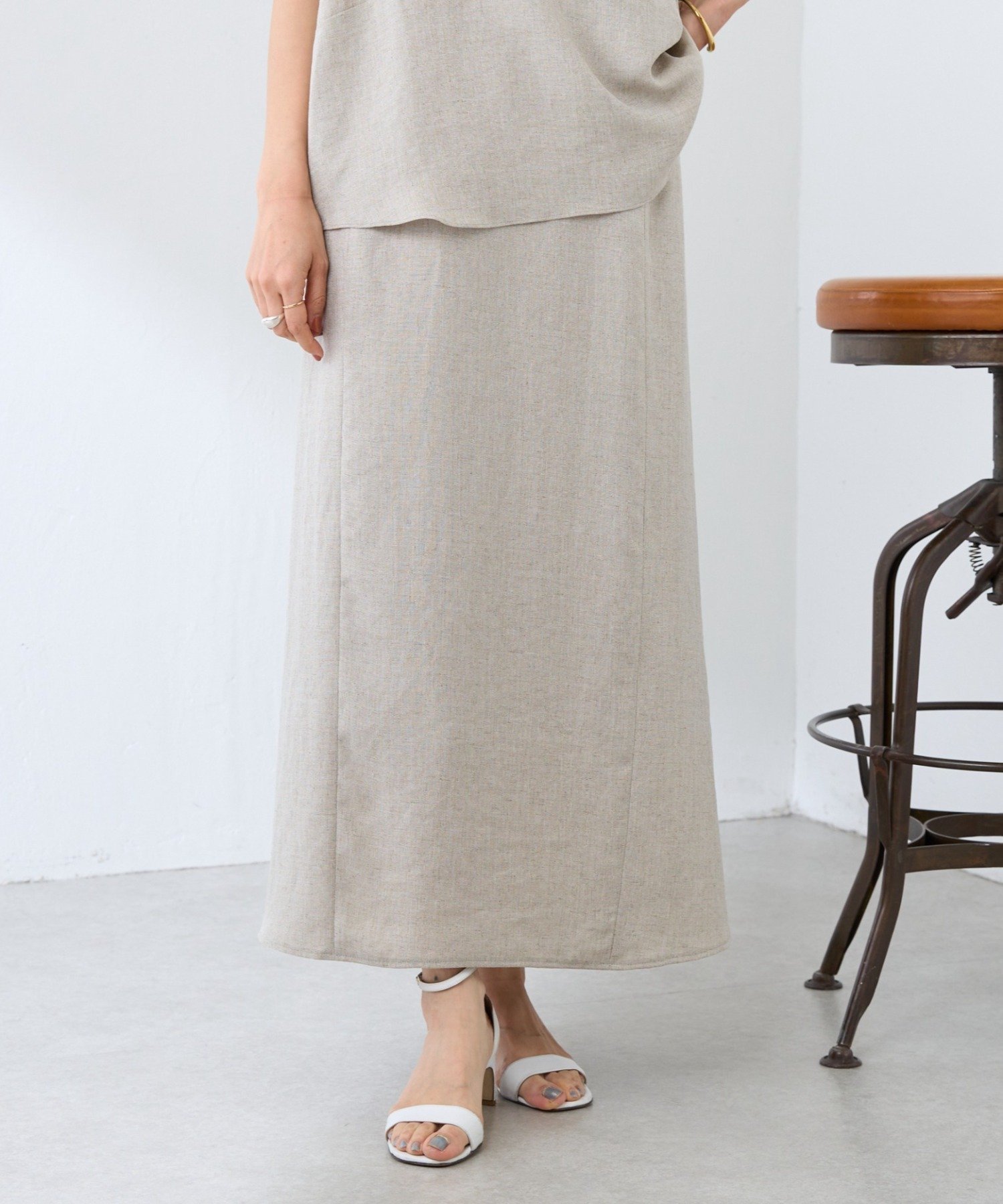 【SALE／5%OFF】BEARDSLEY 麻調合繊スカート《LIVETART》 ビアズリー スカート ロング・マキシスカート ブラック ベージュ【送料無料】