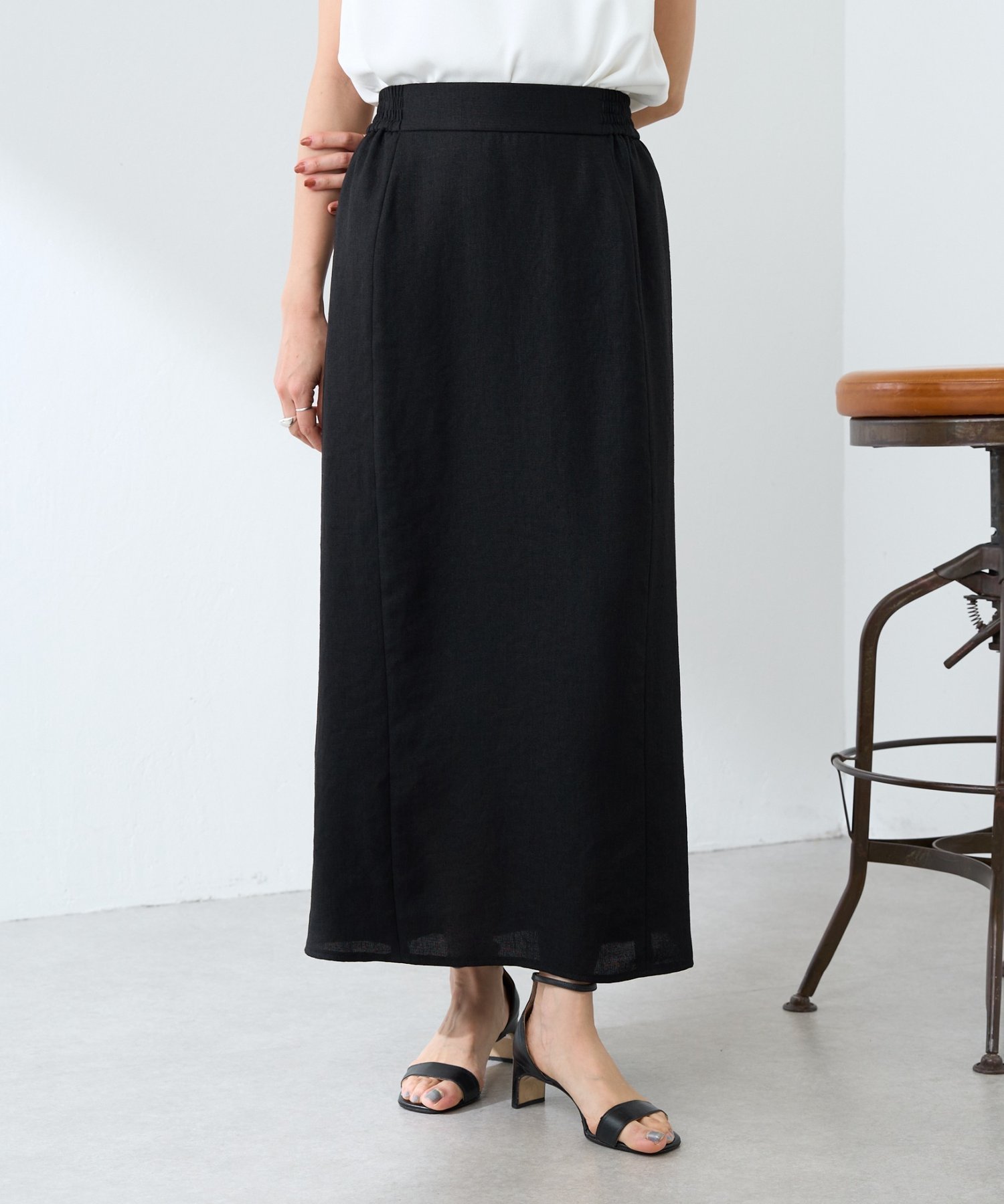 【SALE／5%OFF】BEARDSLEY 麻調合繊スカート《LIVETART》 ビアズリー スカート ロング・マキシスカート ブラック ベージュ【送料無料】