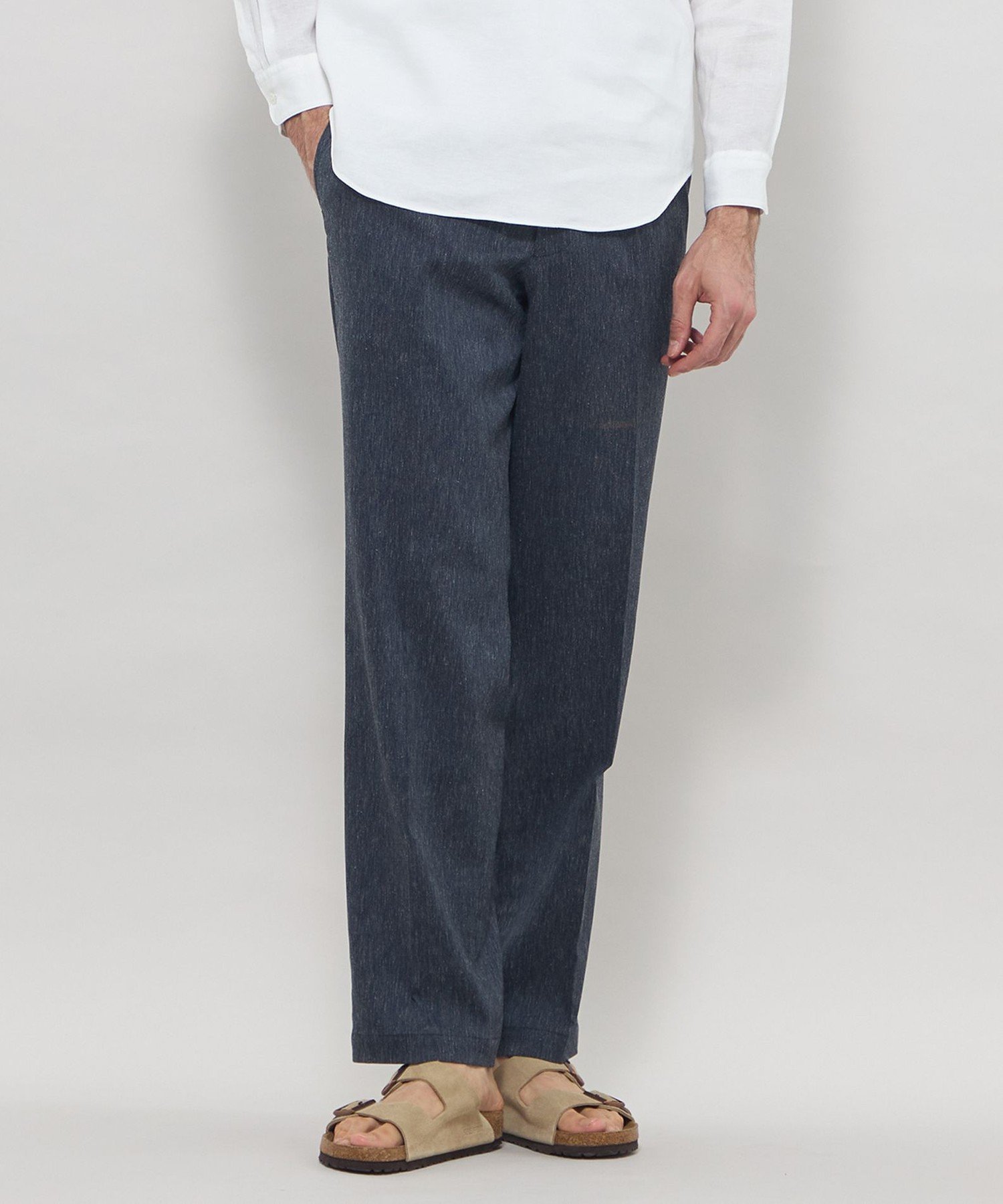 MACKINTOSH LONDON 【LEON掲載】リネンストレッチ1プリーツトラウザーズ マッキントッシュ ロンドン パンツ その他のパンツ ベージュ ネイビー【送料無料】