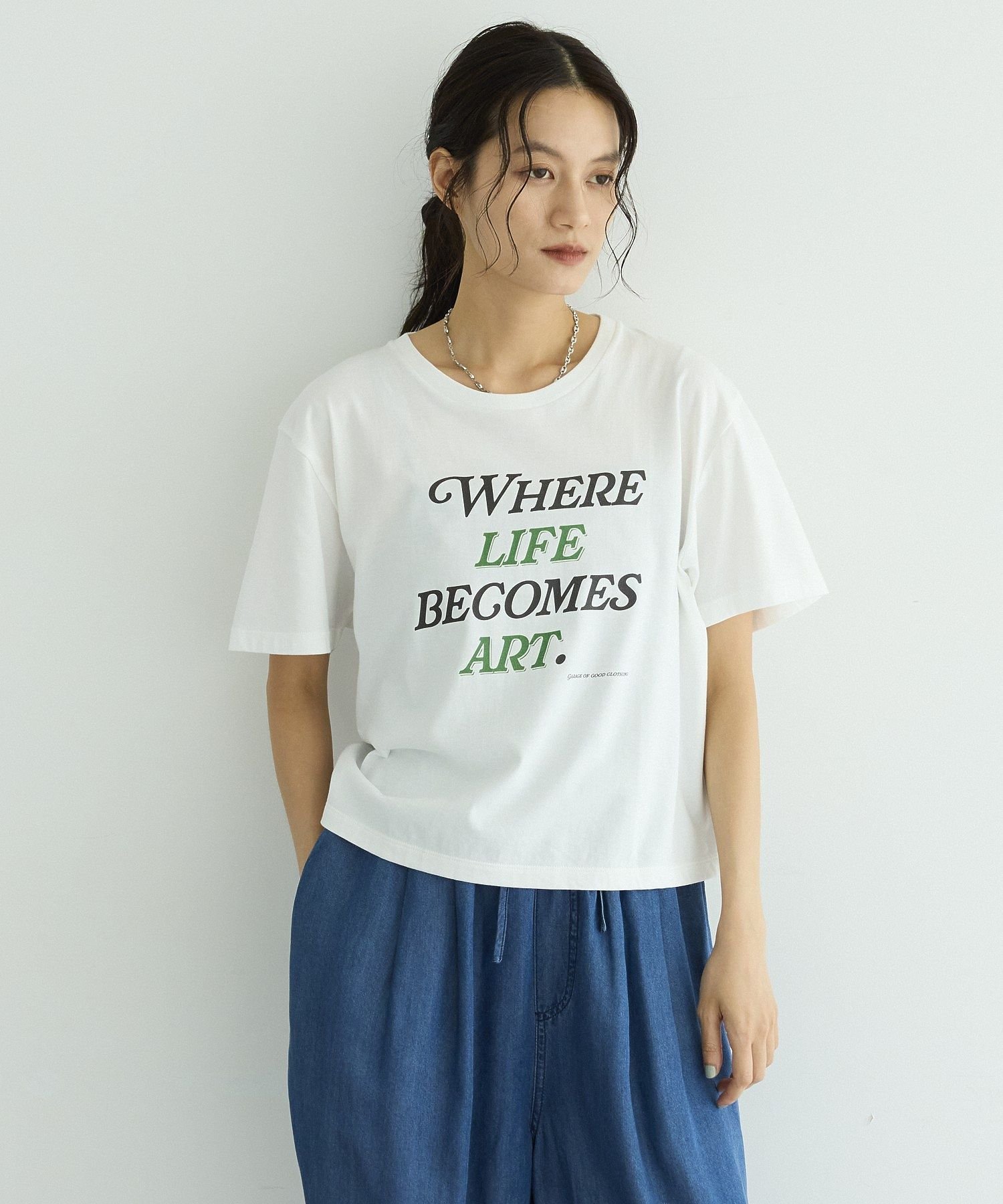 【日本製】アートロゴTシャツ ガレージ オブ グッド クロージング トップス カットソー・Tシャツ ホワイト
