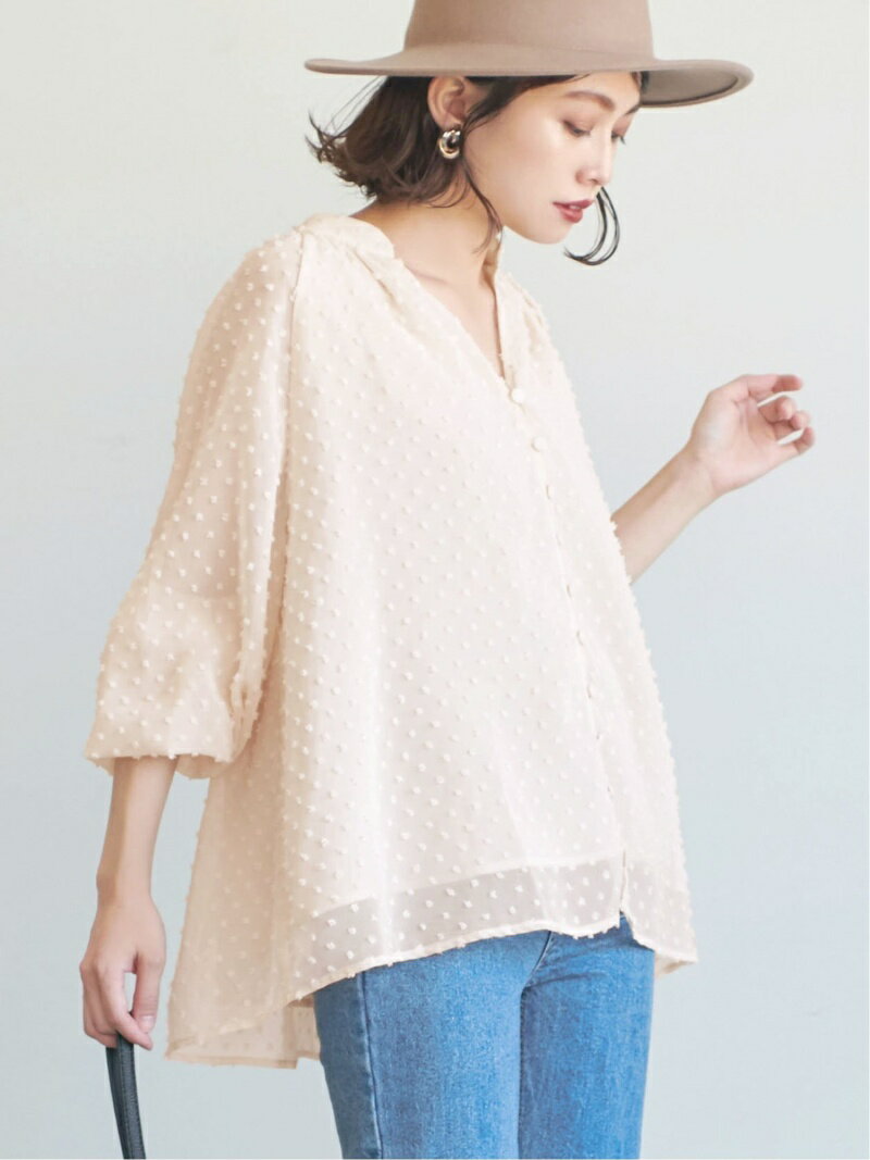 coca フロッキードットブラウス コカ トップス シャツ・ブラウス ベージュのサムネイル