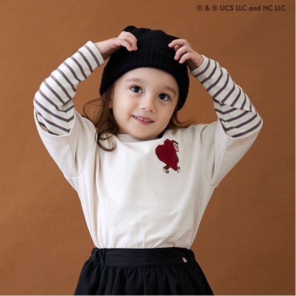 petit main (K)【おさるのジョージ】袖レイヤードロンT ナルミヤオンライン トップス カットソー・Tシャツ ホワイト ブラック グリーン ブラウンのサムネイル