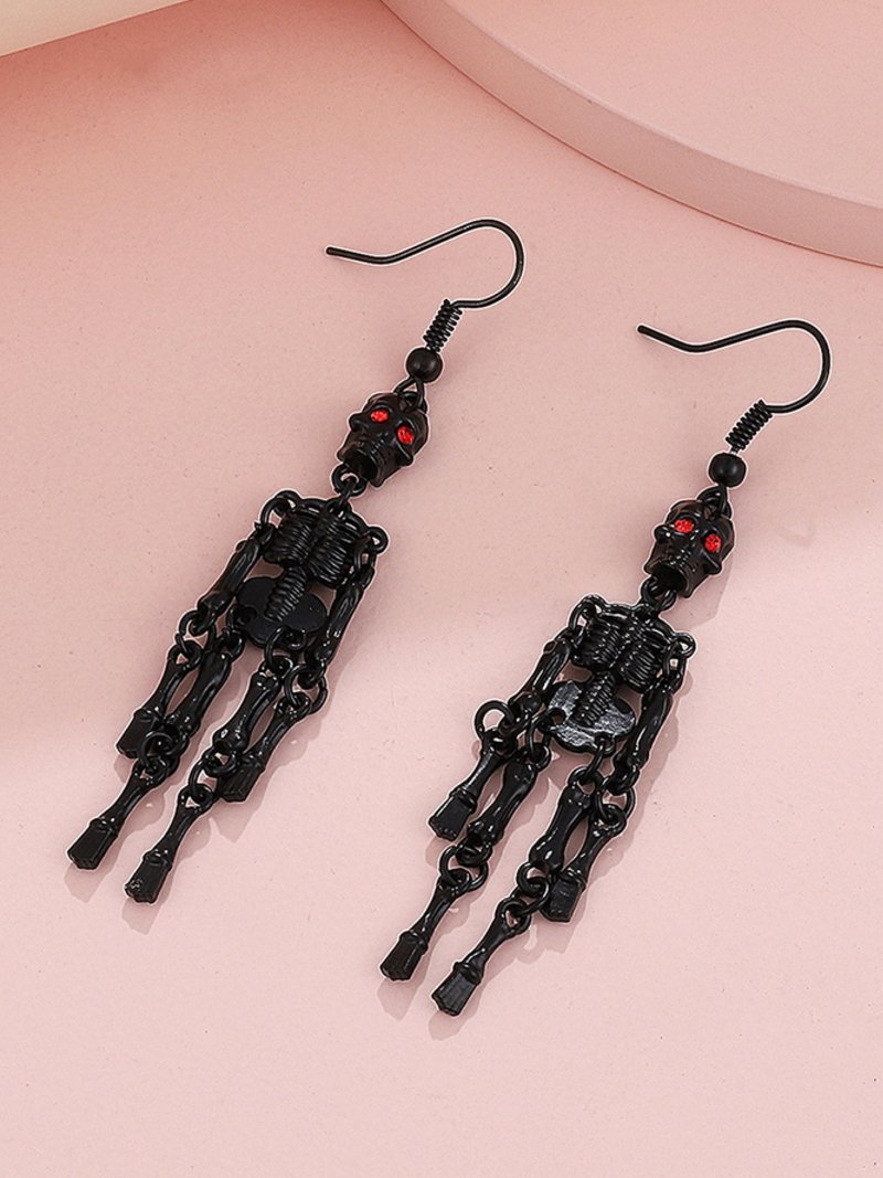 スカルフリンジピアス スレンダー アクセサリー・腕時計 ピアス ブラック