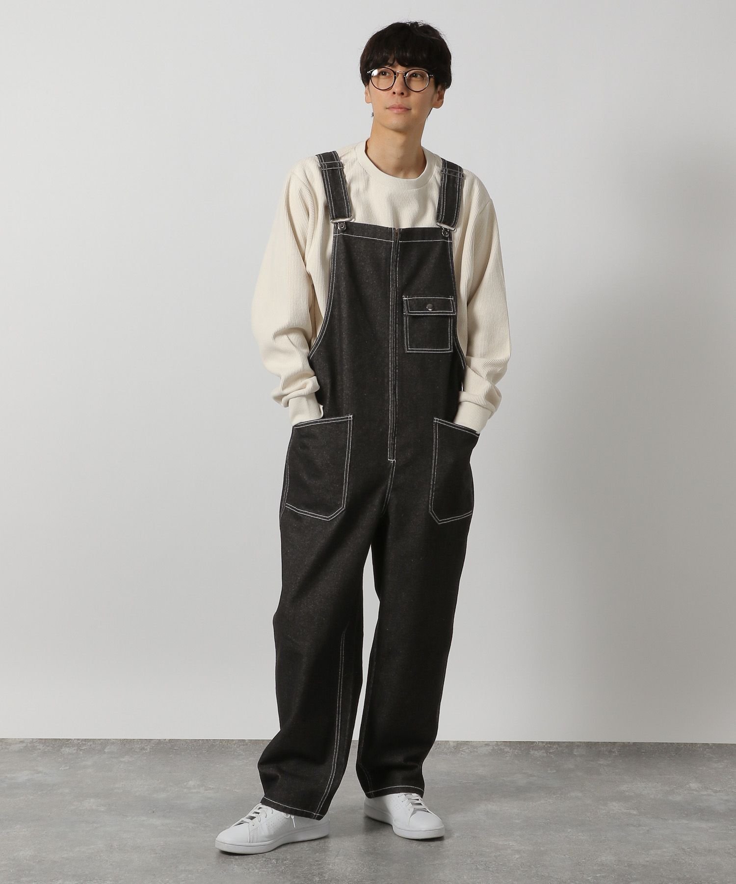 【SALE/34%OFF】LAKOLE デニムオーバーオール ラコレ オールインワン・オーバーオール オーバーオール・サロペット ブラック ネイビー【送料無料】