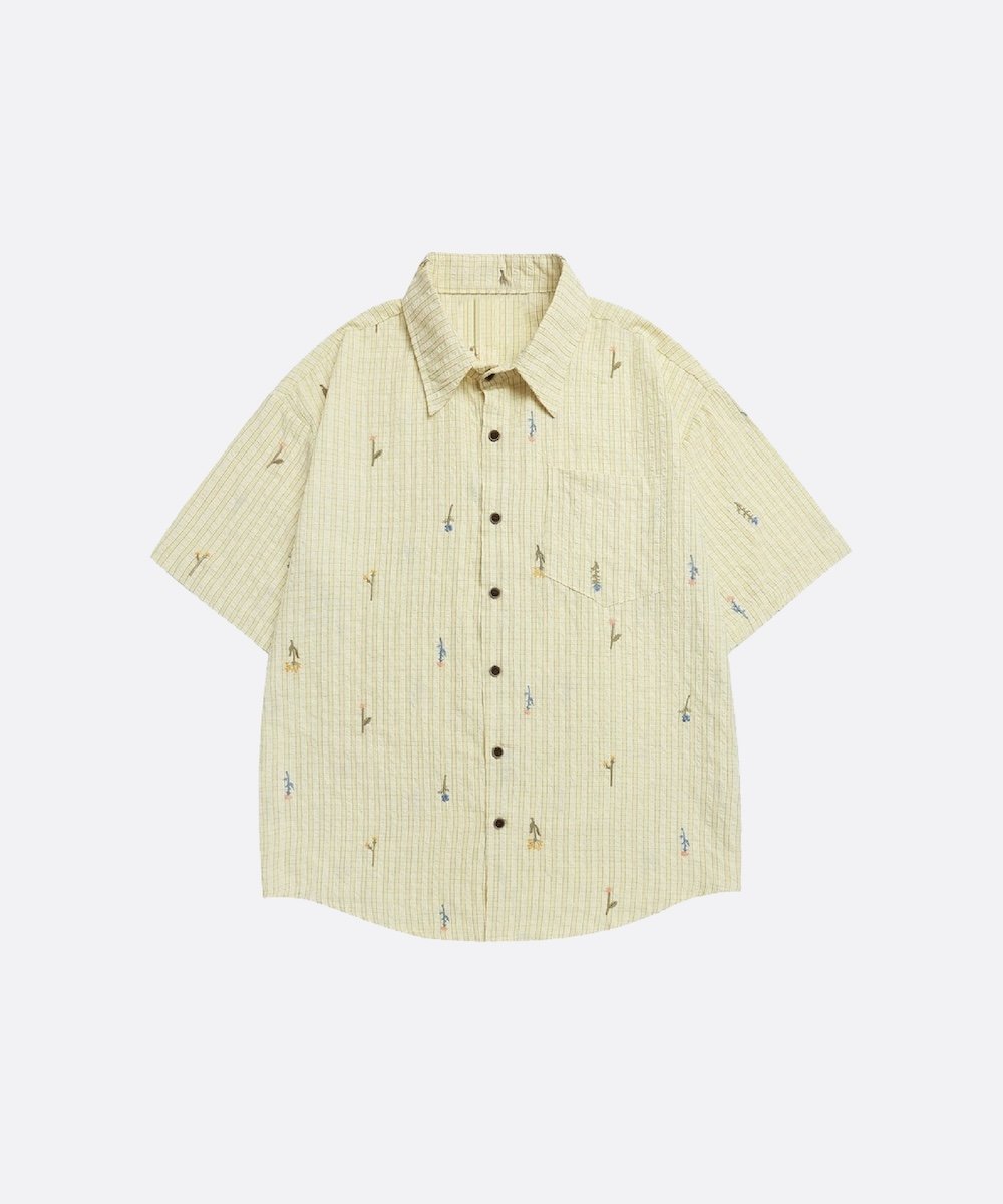 U:UME Retro Floral Embroidery Shirt ユーム トップス シャツ・ブラウス ピンク イエロー