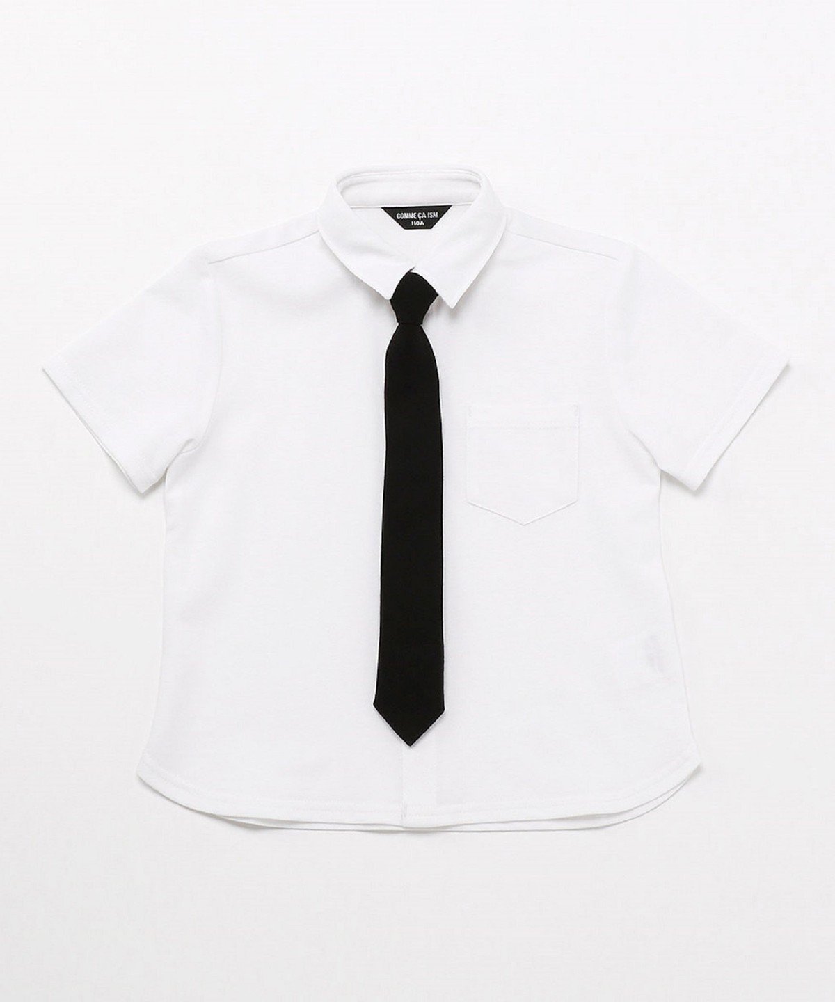 コムサ ネクタイ COMME CA ISM ネクタイ付き半袖シャツ(100-130cm) コムサイズム トップス シャツ・ブラウス ホワイト